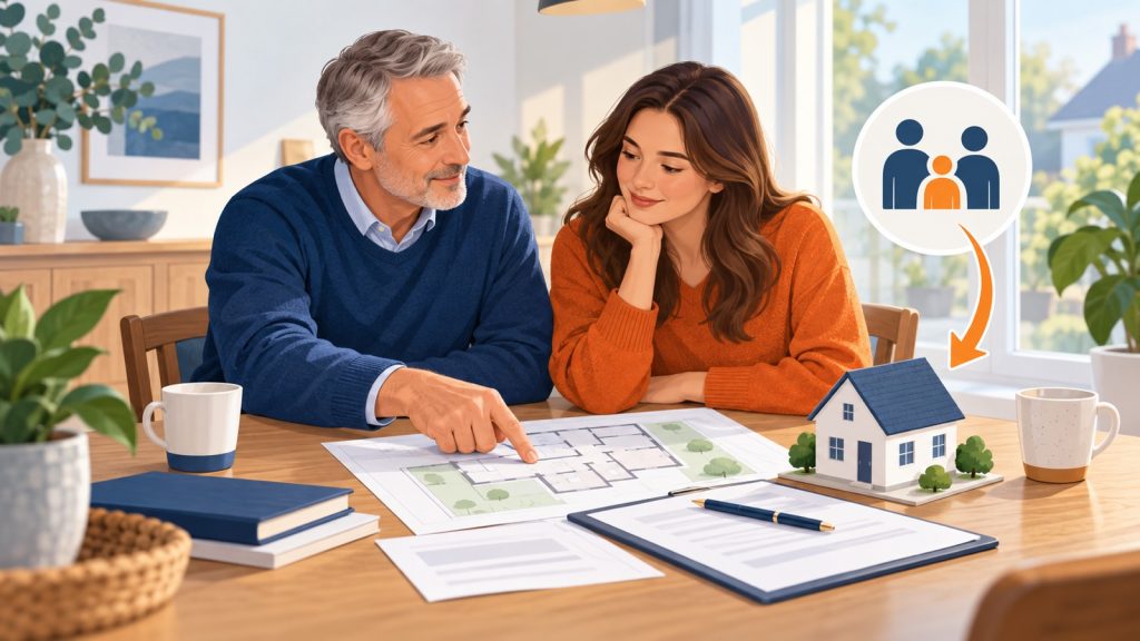 Parents helping an adult child with a home deposit