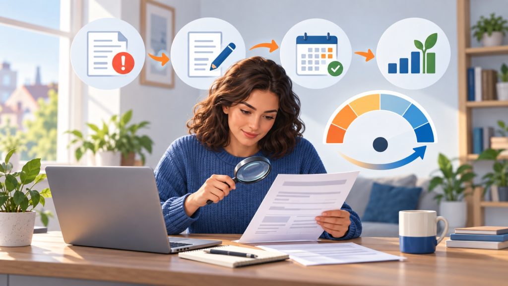 Customer reviewing and repairing their UK credit report