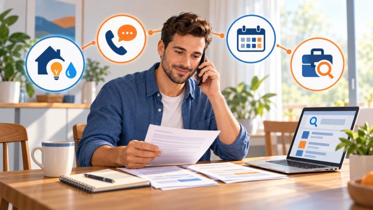 Unemployed person organising debts and seeking support